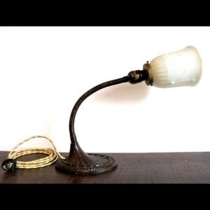 Antique Glass Desk Lamp Goose Neck Prohibition Era